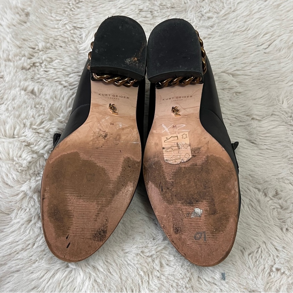 Kurt Geiger Raquel Black Leather Block Heel Loafers - Picture 7 of 12
